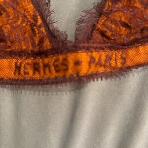 Hermes vintage never used Lace Bralette in Brown and Orange authentic